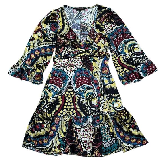 Betsey Johnson Sz 2 Dress Empire Tie Waist Bell Sleeve V-neck Vintage 70’s Boho - Picture 1 of 4